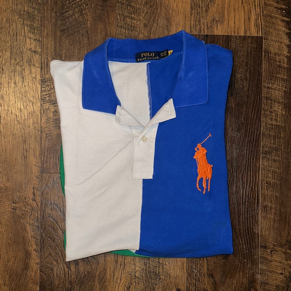 Big Pony Color-Blocked Mesh Polo Shirt